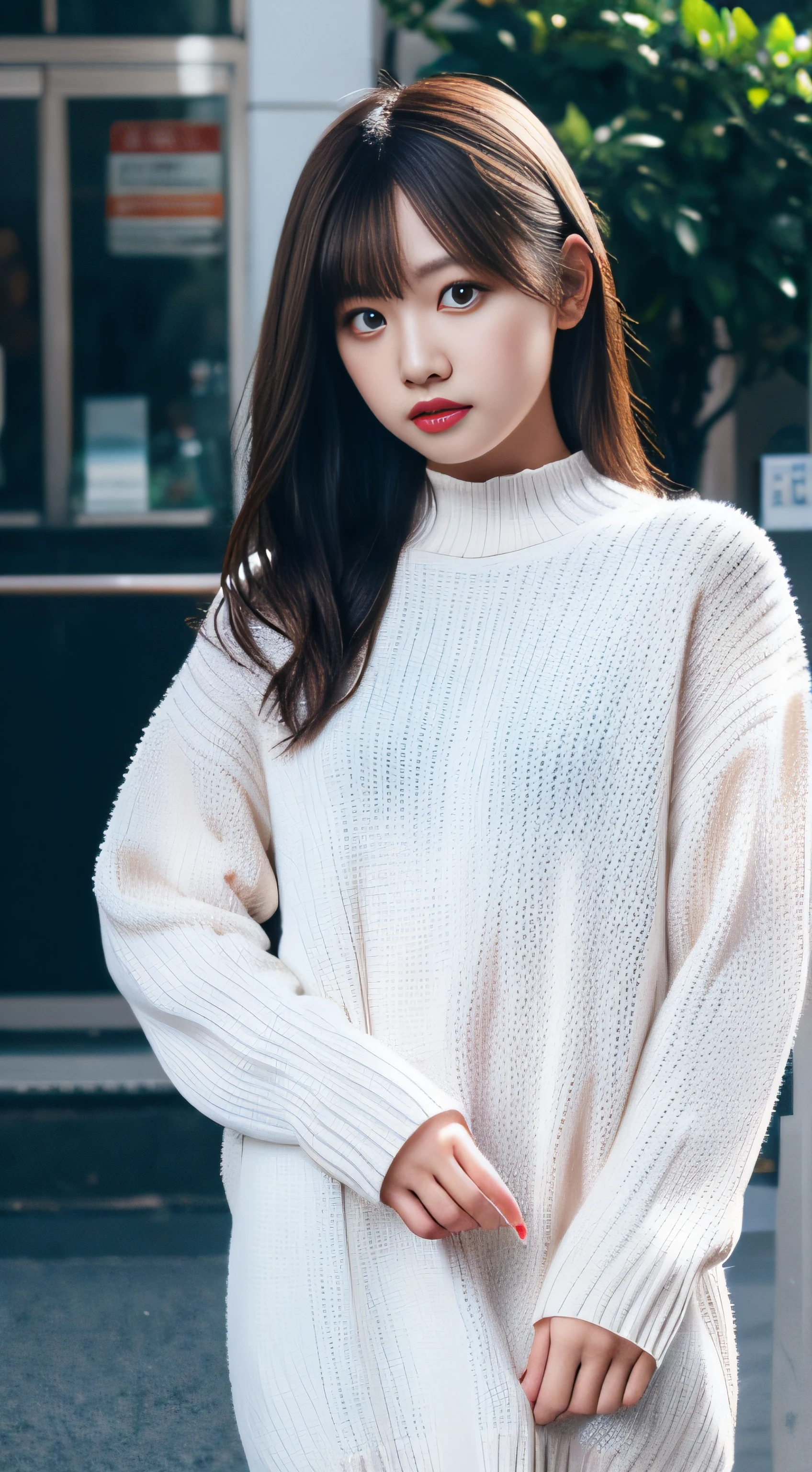 (NSFW:1.5), (NSFW:1.5), NSFW, SFW,8K、Raw photography、top-quality、,Full body portrait:2.0、medium distance shot、White rough woven sweater dress、Mini One Piece、halterneck、(Composition from the knee up:1.2)、32K、ultra res、fully body photo:2.0, is standing:2.0、Best Quality, Raw photo, Photorealistic,Full body portrait:2.0、rialistic photo、(Small breasts:1.2), (skinny body), street corner、Crowds, Ginza、Full body, Looking at the camera、a beauty girl, Cute, length hair, depth of fields, High resolution, Ultra Detail, Fine detail, Highly detailed, Highly detailed eyes and face, Sharp pupils, Realistic pupils, Sharp Focus, softlighting