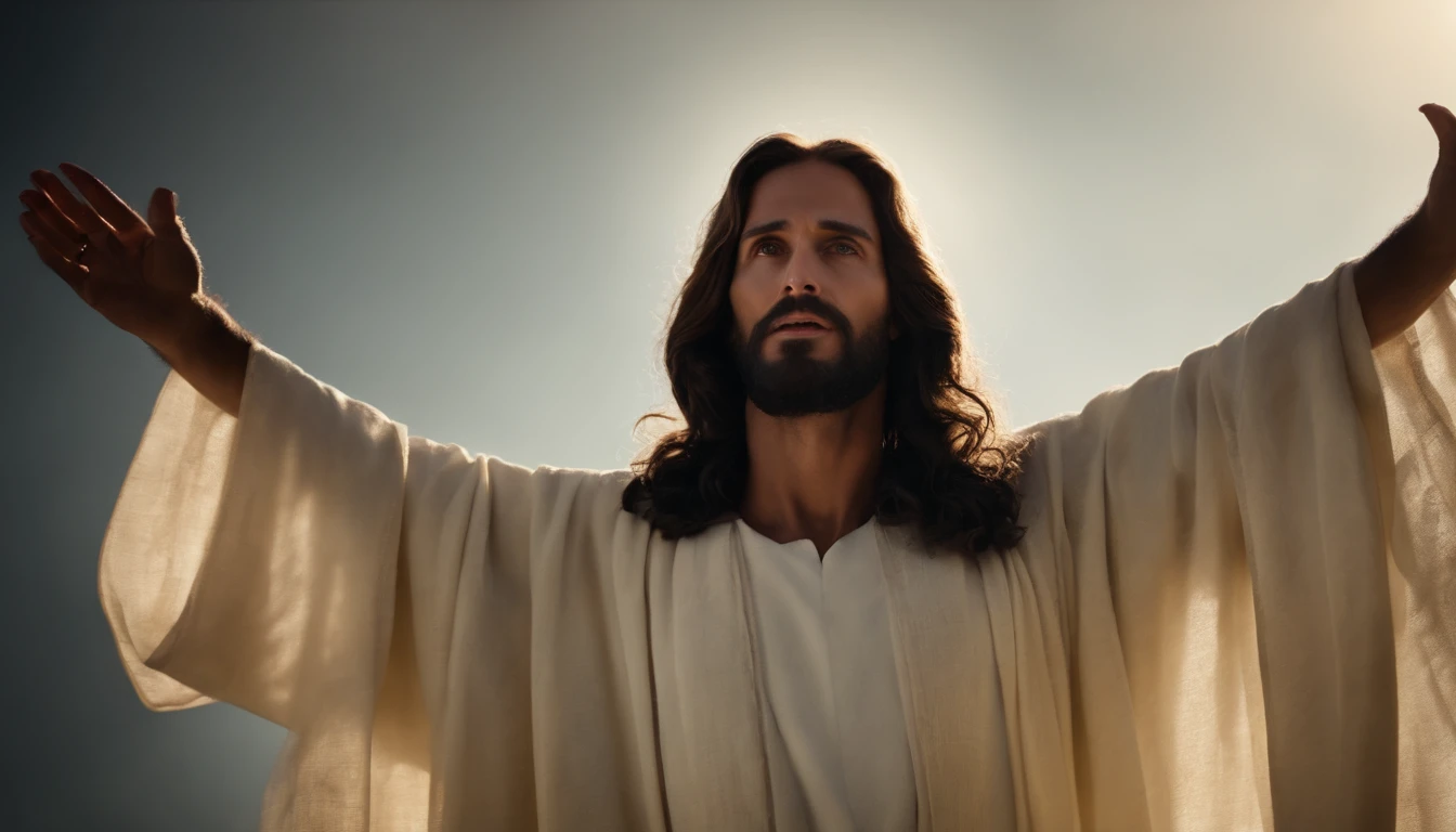 JESUS OLHANDO para a tela, roupas compridas, Religion, Ultra foto realsisim