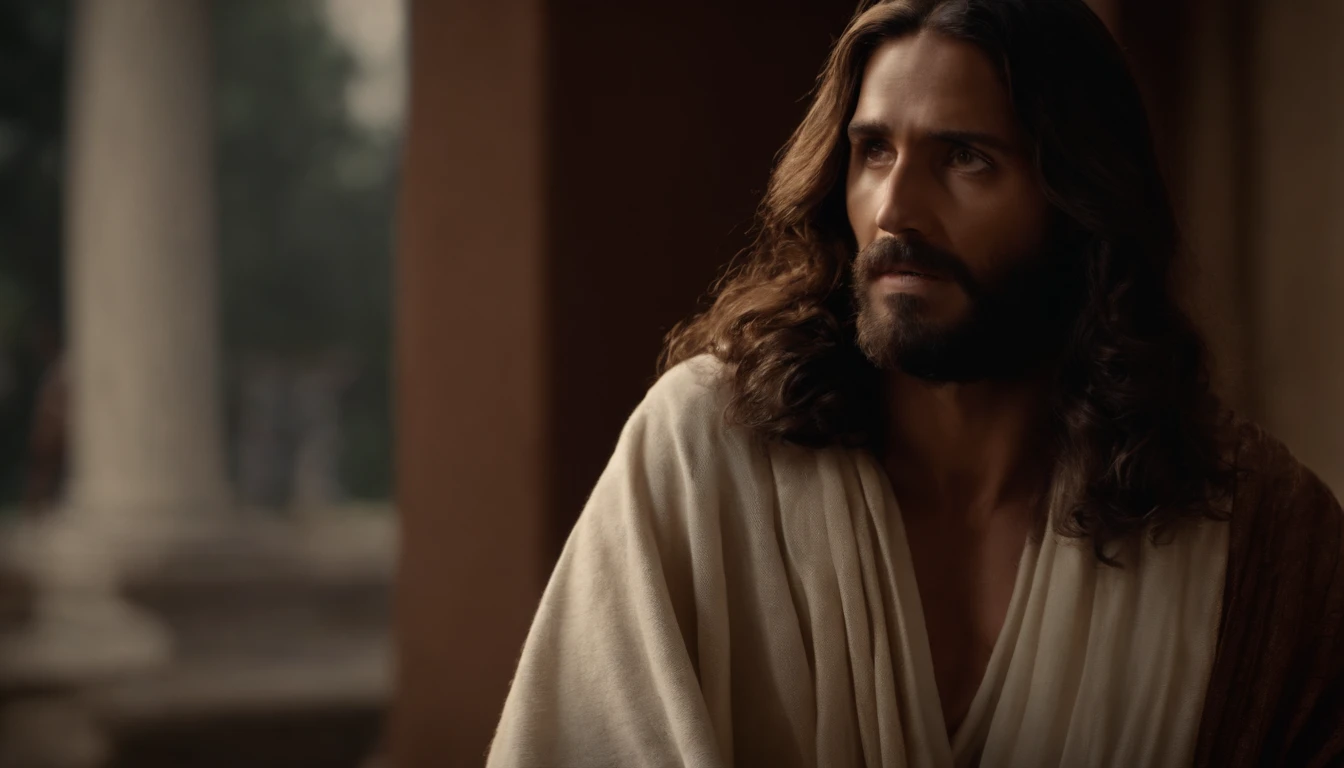 JESUS OLHANDO para a tela, roupas compridas, Religion, Ultra foto realsisim