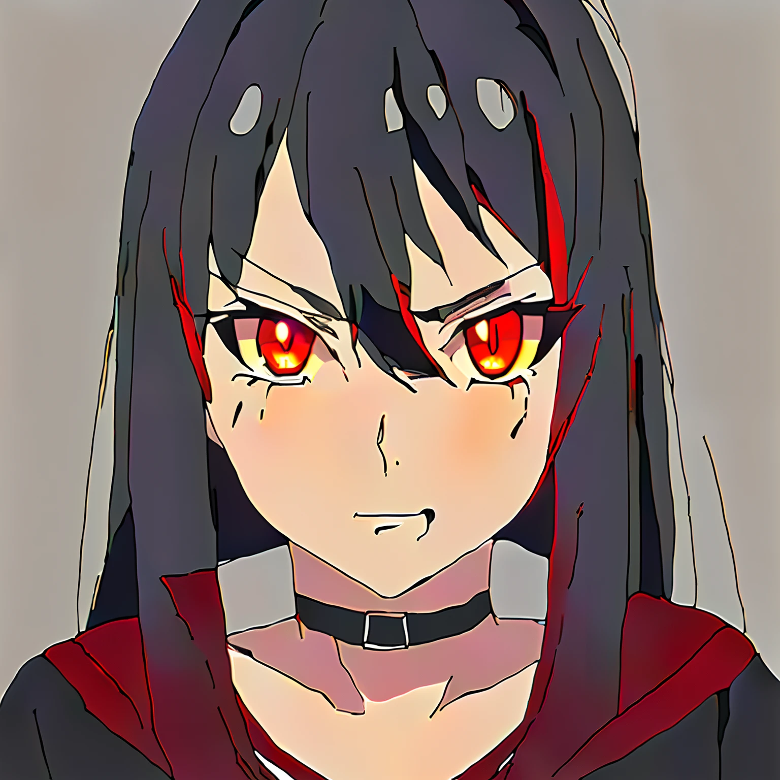 Akame (akame ga kill), black hair, red eyes, expressiveless