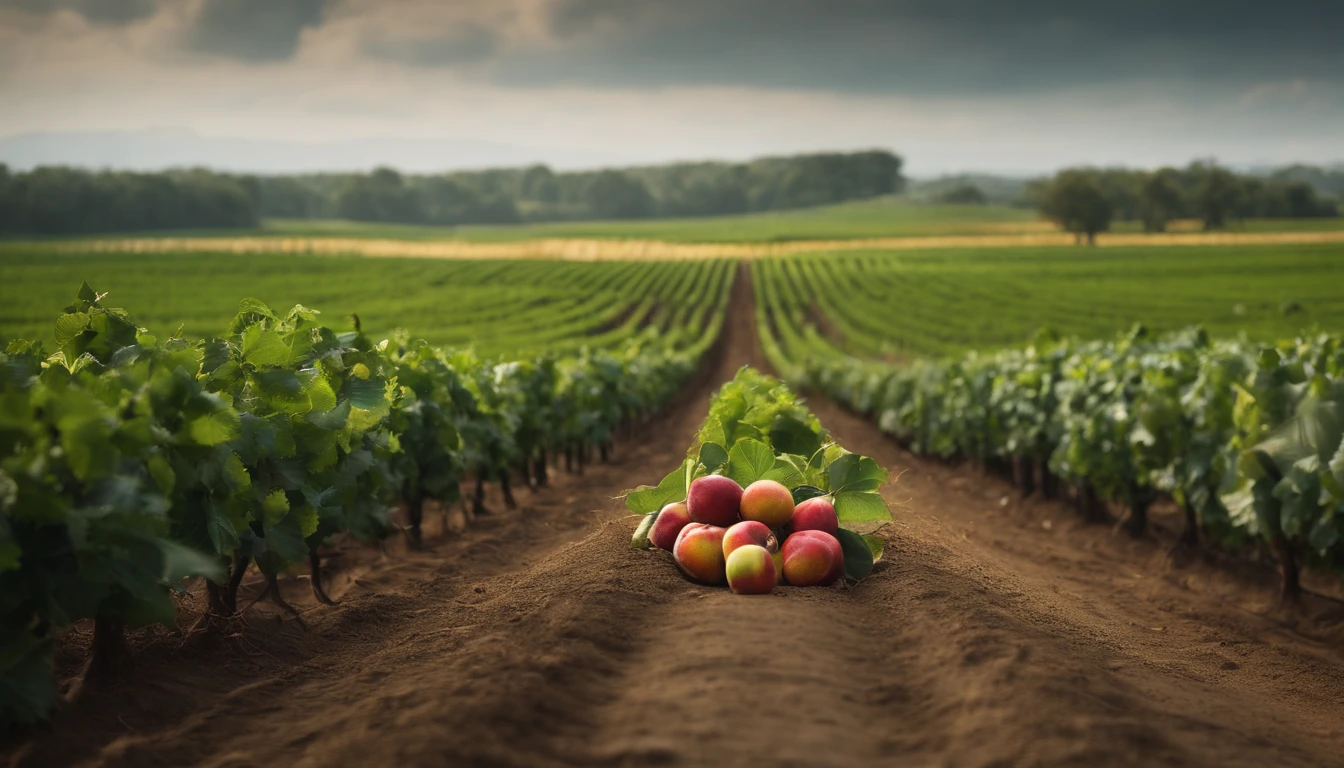 An image of green fields and fruit trees to represent the vegetation created by God.