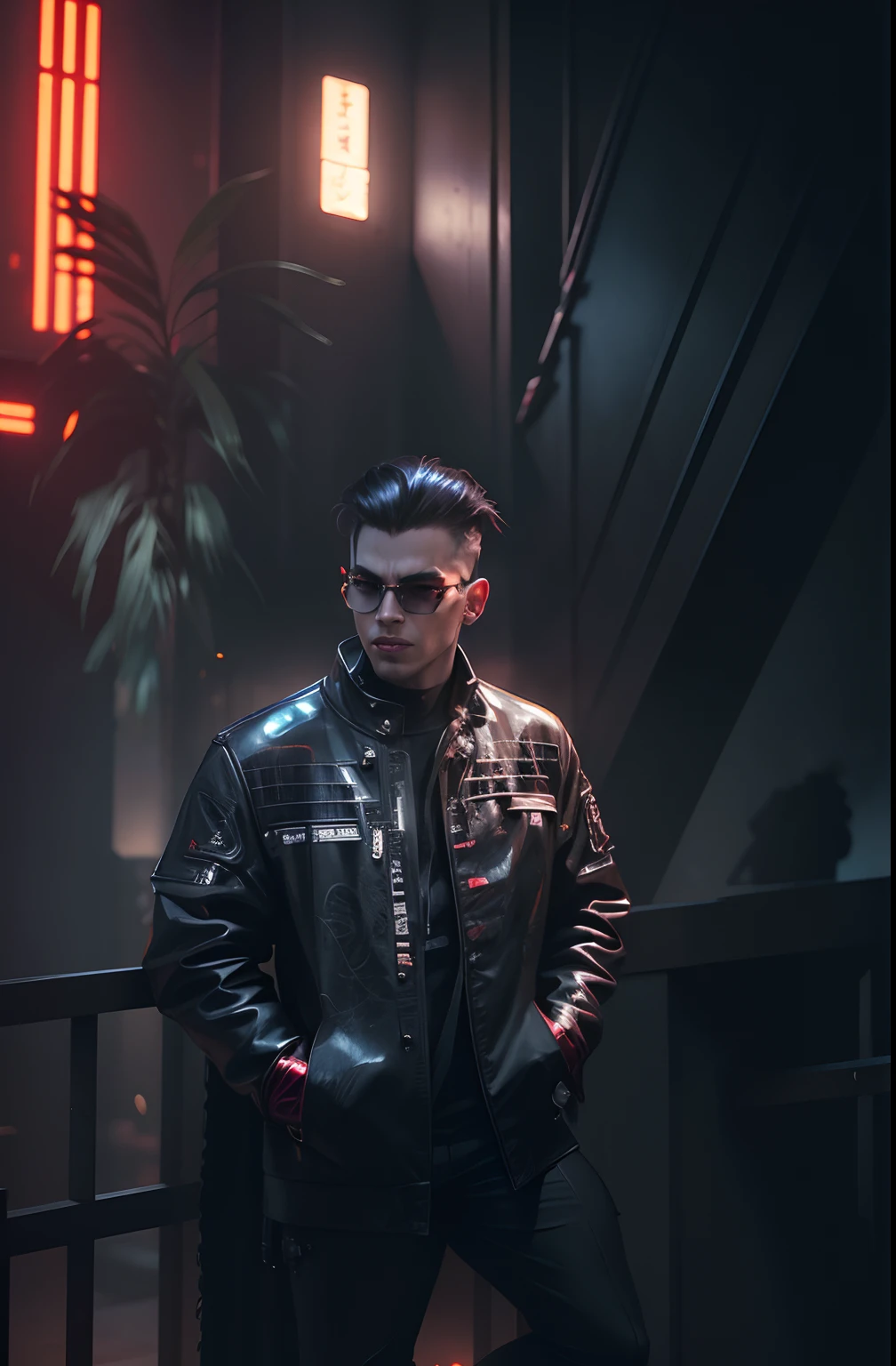 gloomy portrait of Evil Flash from DC with intricate angular cybernetic implants inside a brutalist building, gothic brutalist cathedral, cyberpunk, award-winning photo, bokeh, neon lights, cybernetic limb