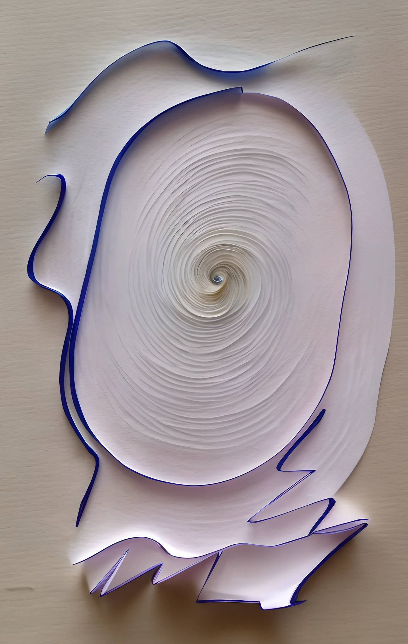 Infinite spiral, watercolor, paper and glue, melt effect, deep spiral in the center and textures