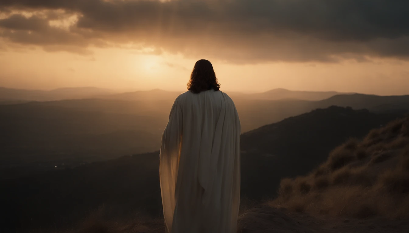 jesus cristo esta rezando, He's on the Hill, Esta noite, The sky is starry