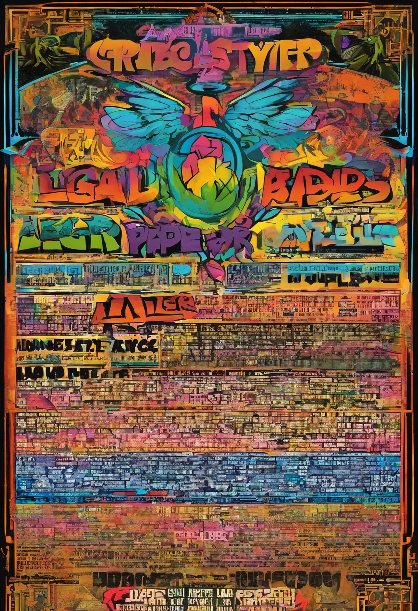 a musical ilegal hip hop cypher Flyers info with list of rappers artists names