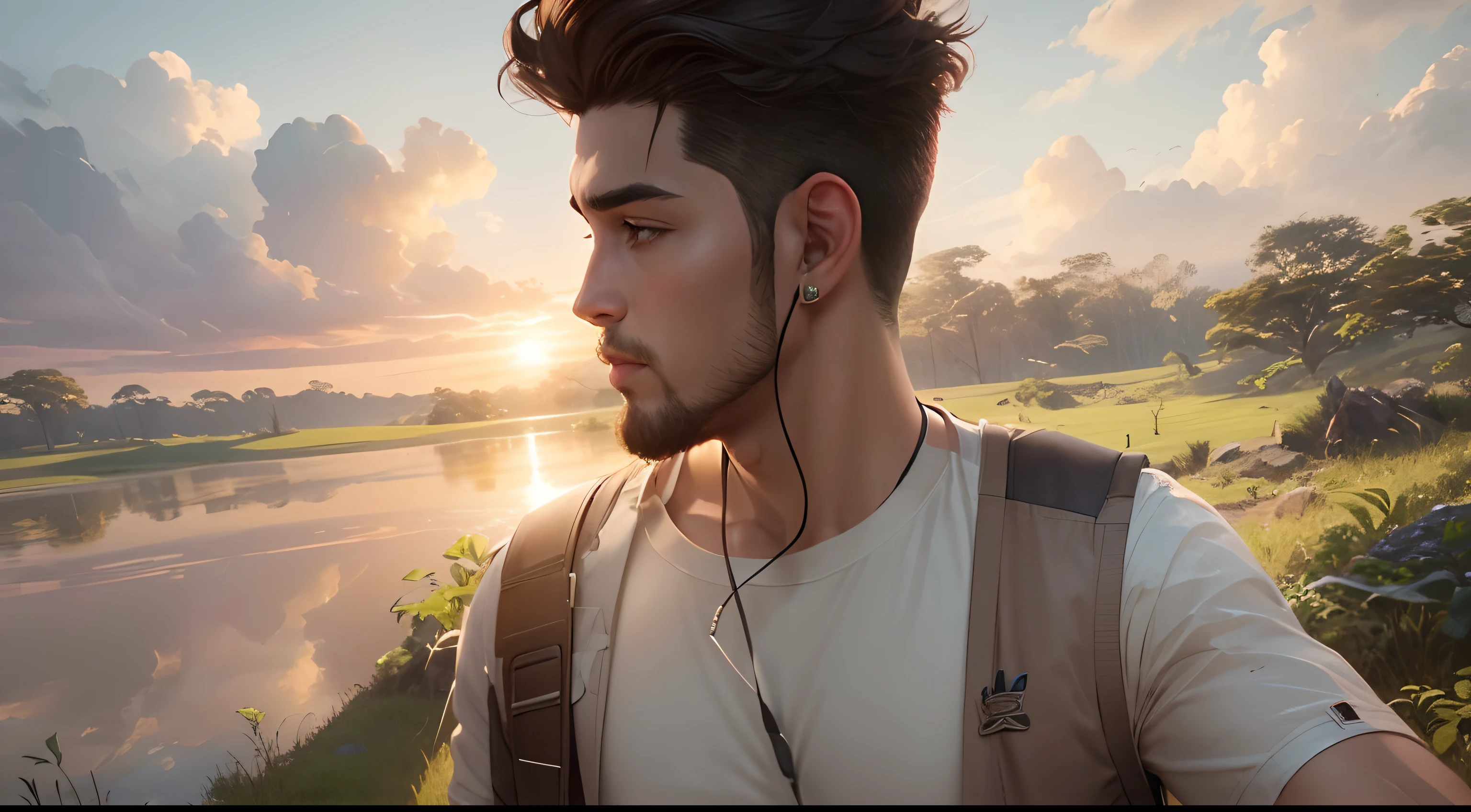 Change background nature handsome boy , realistic face , 8k , ultra realistic