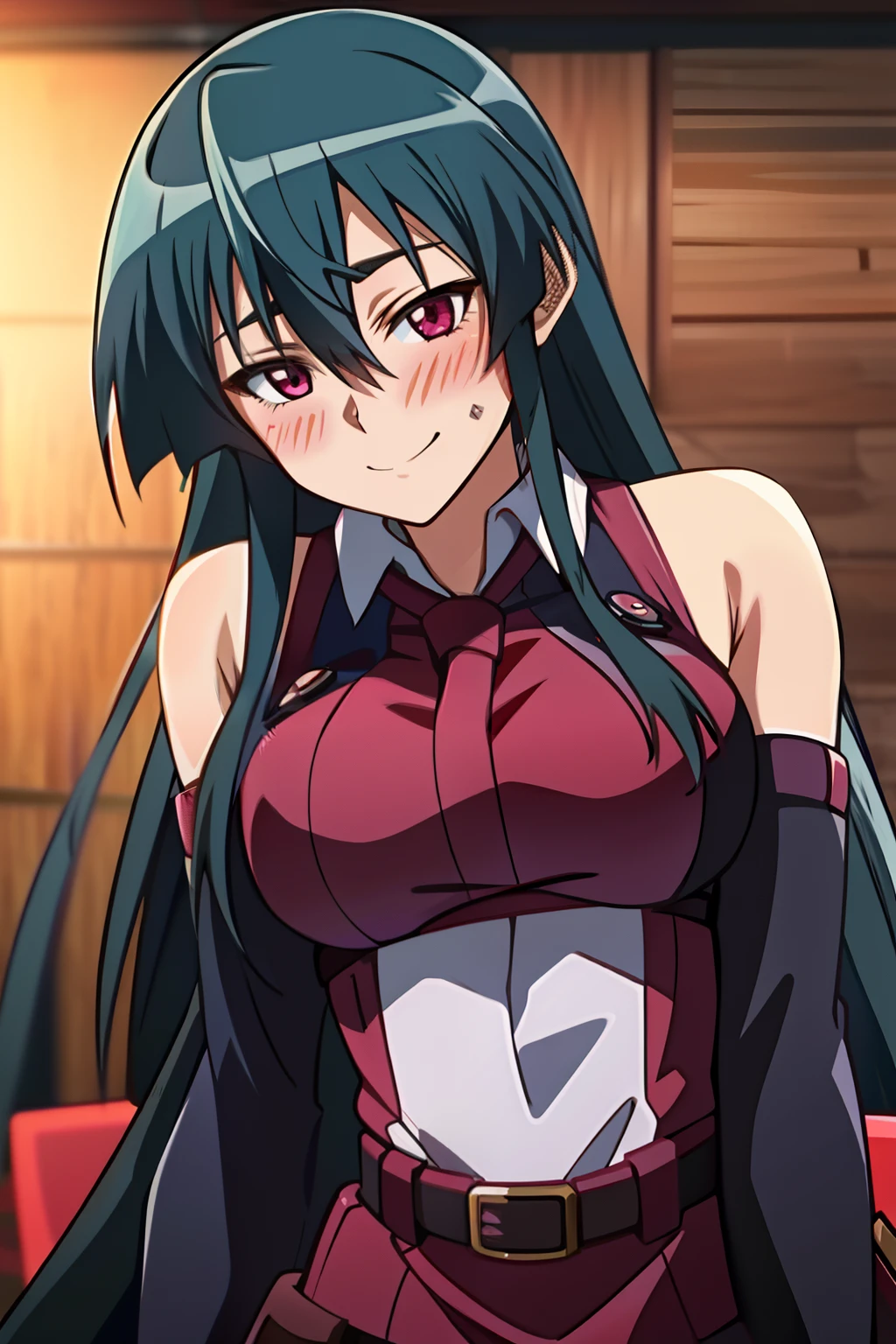 Akame (akame ga kill), axila, cute smiling face with a blush