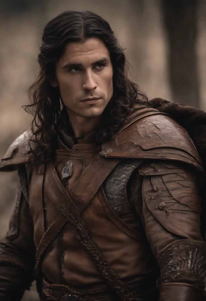 a close up of a elf with a longbow and face scars, copper, young elf male , with tattoos and scars on the body, male elf portrait, covered in scale armour, fit young male , concept art of god, muscular , young god, ranger male fantasy gloom stalker, detailed full body concept, wood elf ranger character, immortal, no wrinkles.