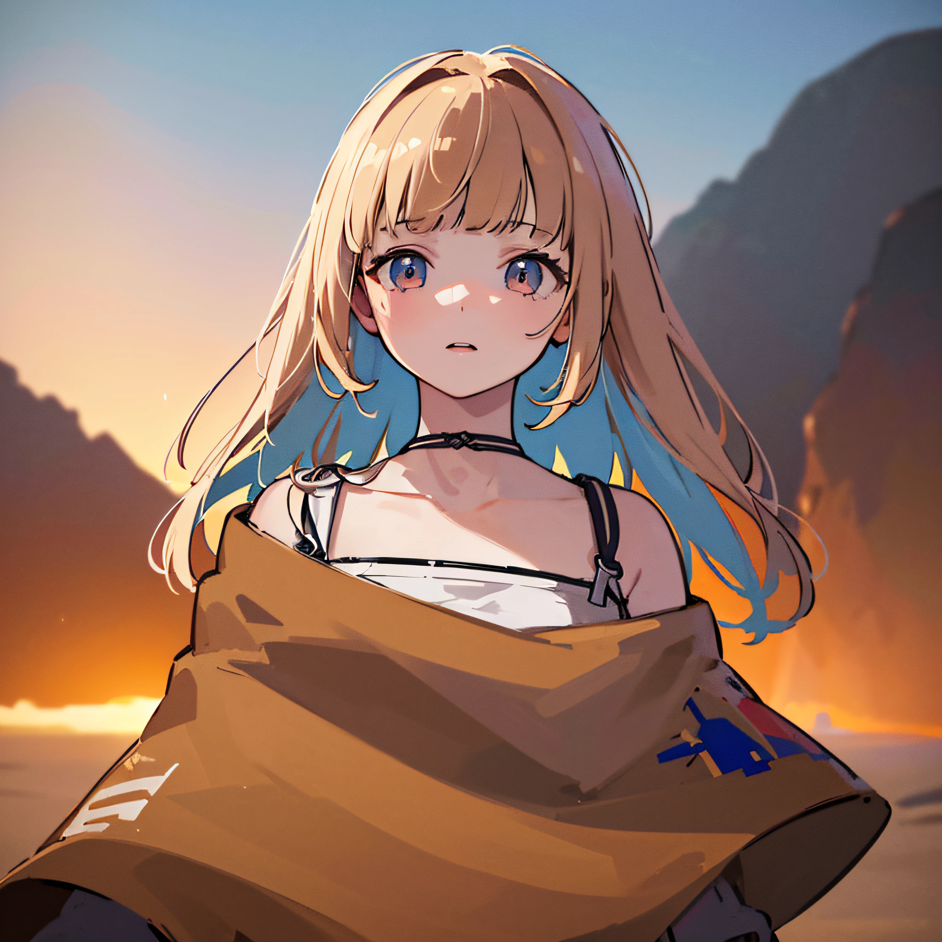 a detailed, high-quality art piece featuring a girl on a deserted island. (best quality, 4k, 8k, highres, masterpiece:1.2), ultra-detailed, (realistic, photorealistic, photo-realistic:1.37), naufragio, girl, deserted island, vivid colors, sharp focus, bokeh, portraits, landscape, concept artists, warm color tones, soft lighting.