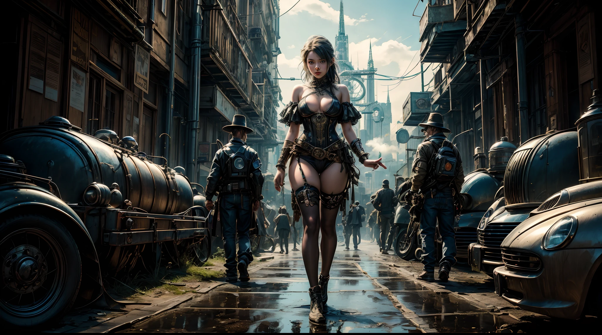 Ultra Resolution, 8k , HDR, Ultra sharp,((top-quality)), ((masterpiece)), ((realisitic)), (detailed), Reflective,there is a woman in a steam punk outfit posing for a picture, steampunk fantasy style, steampunk girl, steampunk inventor girl, sci-fi steampunk, dieselpunk art style, steampunk pin-up girl, digital steampunk art, steam punk style, steam-punk, young girl in steampunk clothes, steampunk digital art, high quality steampunk art, steampunk