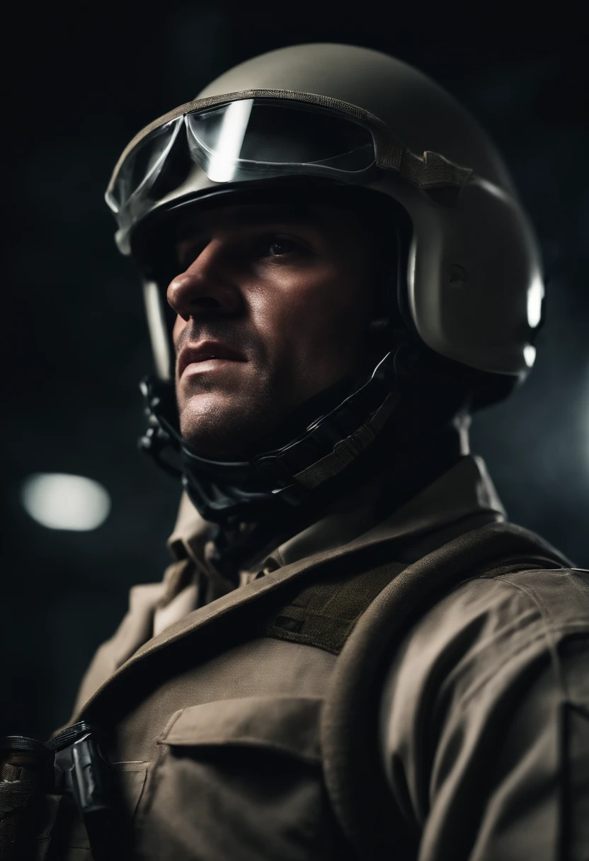 Portrait of a medic during combat