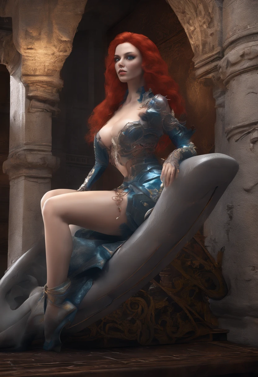 (calidad superior)), ((obra maestra)), ((realista)), (Los detalles), (fotorrealista:1.5), puppet, marioneta de nadera humanoides tendidos en un piso de concreto, Science-Fiction, HDR, Trazado de rayos, NVIDIA RTX, Los ultra-Highres, Irreal 5, Sub-Surface Scatterring, PBR texturizado, Post-procesamiento, Anisotropic filtering, Profundidad de campos, maximum sharpness and sharpness, Regla de los tercios、8K RAW、(Luminescent Particles:1.4)、(super-detailed CG、Unidad 8k Fondos de pantalla、lighting like a movie、destello de lente、foco nítido. Girl with lingerie, super old sexy vampire devil lady of 76 Age photomodel with long Red hair, blue eyes, perfectly made-up face, with 2 gigantic breasts, sculpted abs and muscular legs like a perfect fitness model, posing in a massage center on a large futon on the floor on a beautiful sunny day, global lighting perfect, sitting above drakula Transilvania castle