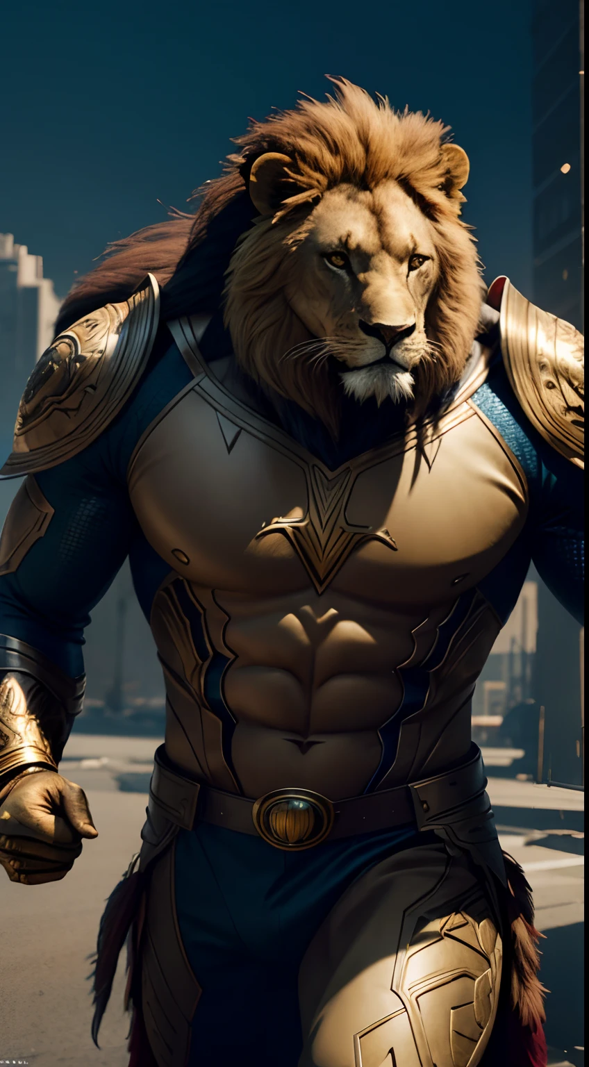 Superhero Lion Man action, Amazing Movie Highly Detailed Artwork Detailed Face Detailed Suit Cgi 8k Resolution