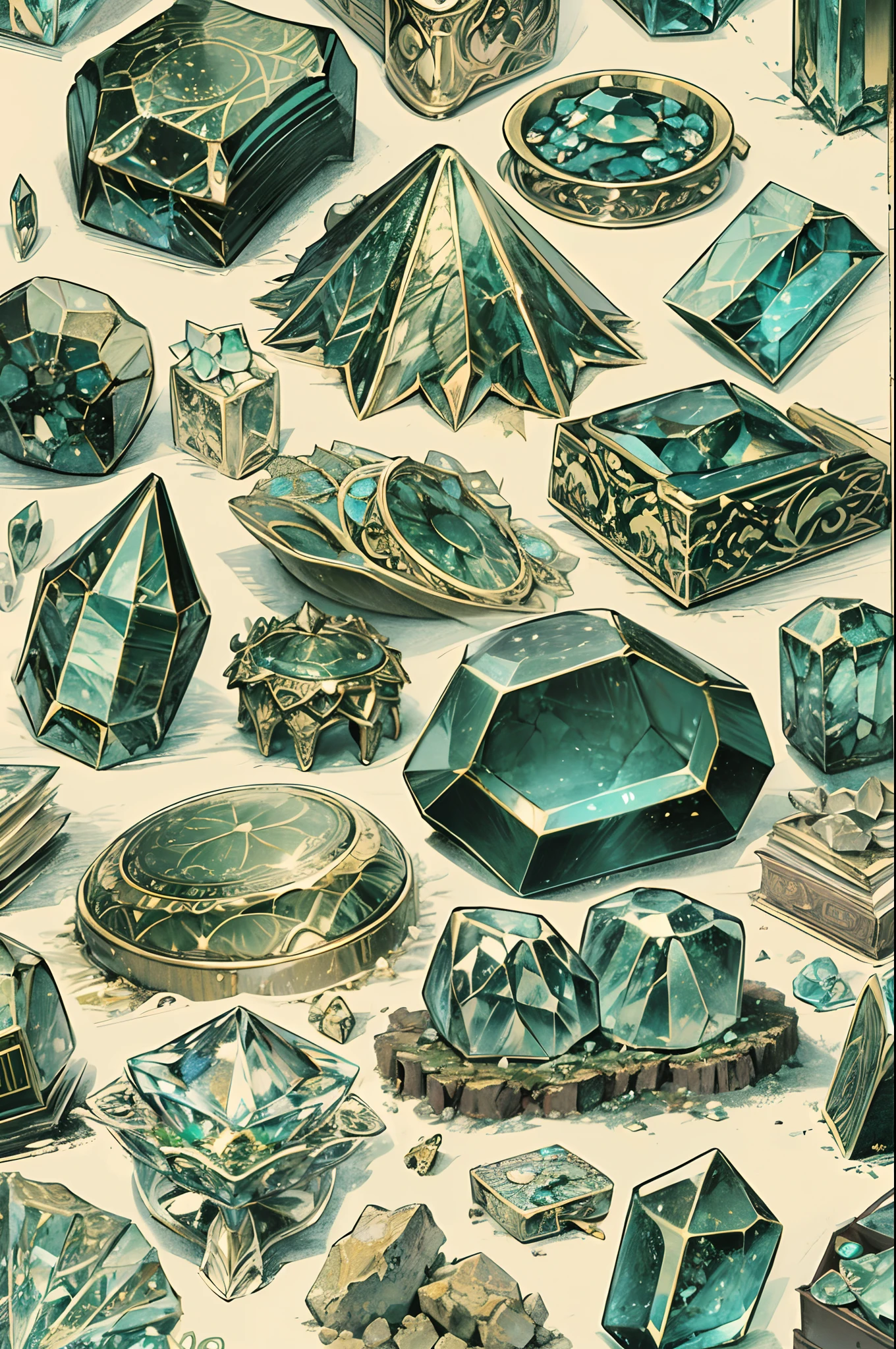 ((nobody))
Vintage Victorian style, Precise old encyclopedia (best quality:1.2), (detailed:1.2), (masterpiece:1.2), vintage illustrations of green raw emerald crystals