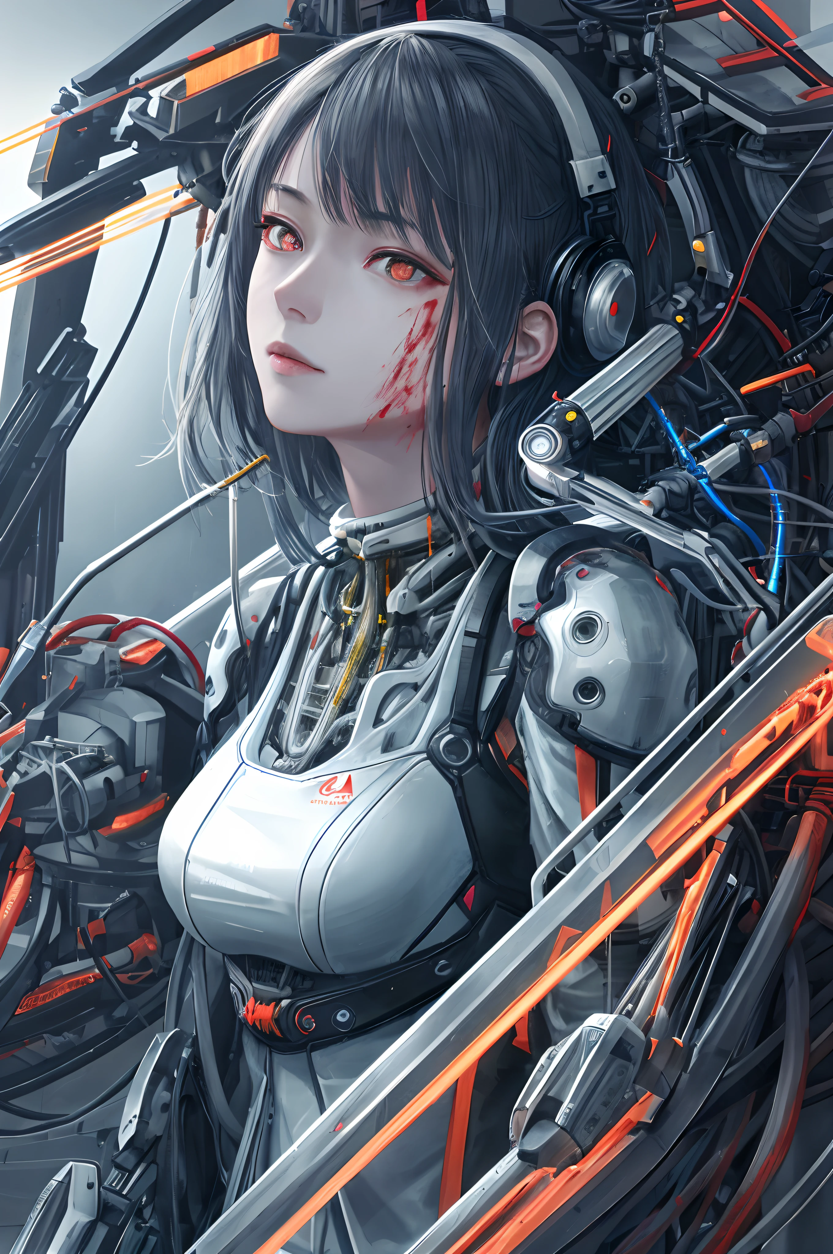 ,     very detailed ,  More Information ,    High image quality   , 最   High image quality   ,     High Resolution    , 1080P 、   smoke coming out of the wound    　Female Iron Man、I'm wearing a red armor suit all over my body red and black clothes  、cute((全身のSerious damage))(    injured woman in robot suit leaning against machine chair  ...)(Stripped Armor )(Totally Broken Armor )((    cracks are spreading    ))(Black    smoke coming out of the wound    )   Squat　 Messy black hair   、 Peeing from the vagina　 boyish short hair、Torn Armor、    wet hair   、Close your eyes　Faint with mouth open、(Steam coming from the body)Sweaty face、Severe pain、Serious damage、saliva splashes out of her mouth 、saliva dripping from the mouth、 Female adult 　　首のあたりが露出していない   injured woman in robot suit leaning against machine chair   　(  steam coming out of her face  ) (( black   smoke coming out of the wound    ))  saliva　( I can see the vagina )   　The chest is exposed　 Cure Dengeki　Look up　 carried on a stretcher　emergency transport 　 mechanical vertebrae attached to the back )),((The cervical spine is mechanically attached to the neck )),((Sitting)),Feel the expression,(Wires and cables connecting the head and torso:1.5)