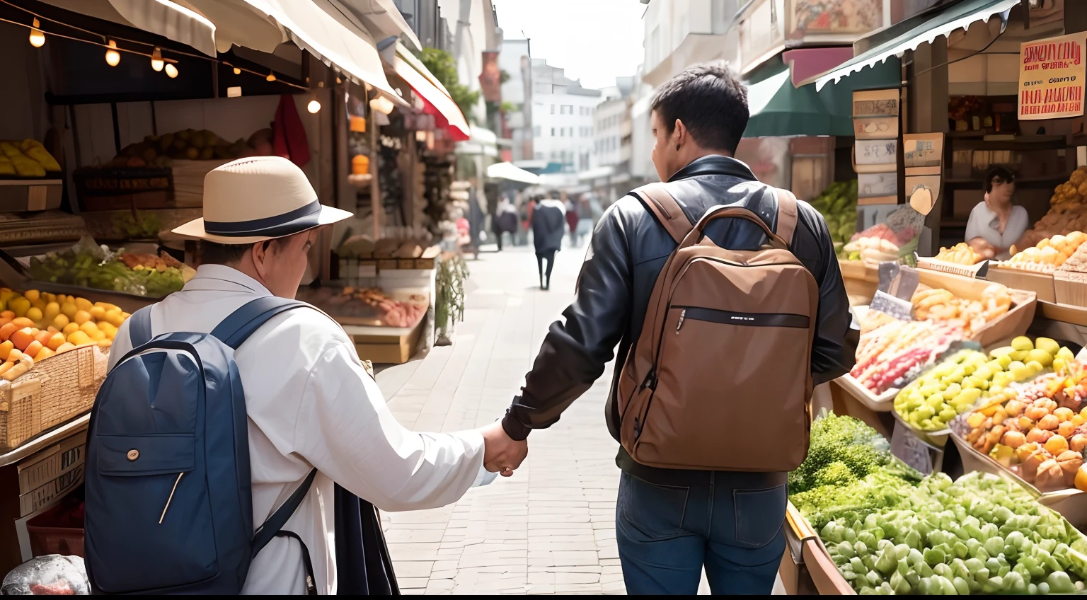 a man taking someone to the market