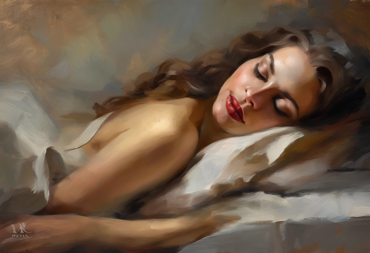 A painting of a woman with her eyes closed, 1930s ((golden ratio}} laying on the sofa after a long night on the town, a sensual painting, a Beautiful expressive painting, Wadim Kashin. Ultra photo realism, Louise Ross, digital painting art, Perceptual digital painting, Stylish digital painting, Bonito painting, glossy digital painting, beautiful digital painting, digital art painting, Fine paintings, ((Rod acrylic paint)).
