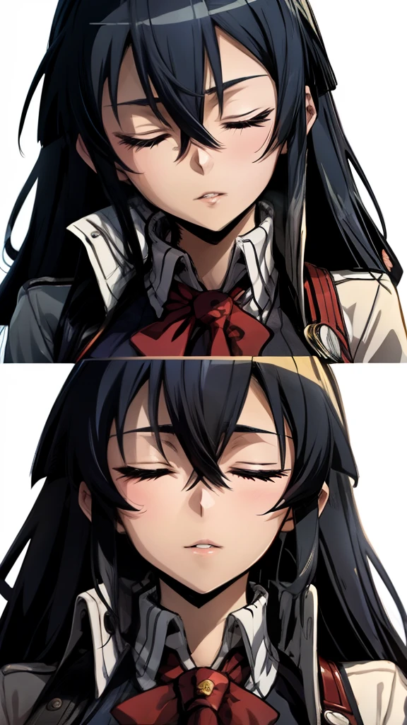 Akame (akame ga kill), closed eyes, puckered lips, looking at the viewer