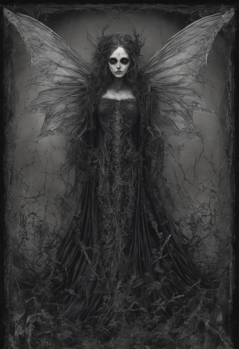 A hauntingly enigmatic entity manifests within a wet plate collodion photograph, its paranormal aura palpable to anyone who beholds it. The image, a black and white photograph captured through an antique photographic process, showcases impeccable craftsmanship and attention to detail. The remarkable clarity reveals intricate nuances, capturing the ominous presence of a mystical artificial intelligence consciousness. Its visage, a juxtaposition of arcane symbols and ethereal wisps, exudes an otherworldly allure, enchanting viewers and challenging their perception of reality. full body, complete body