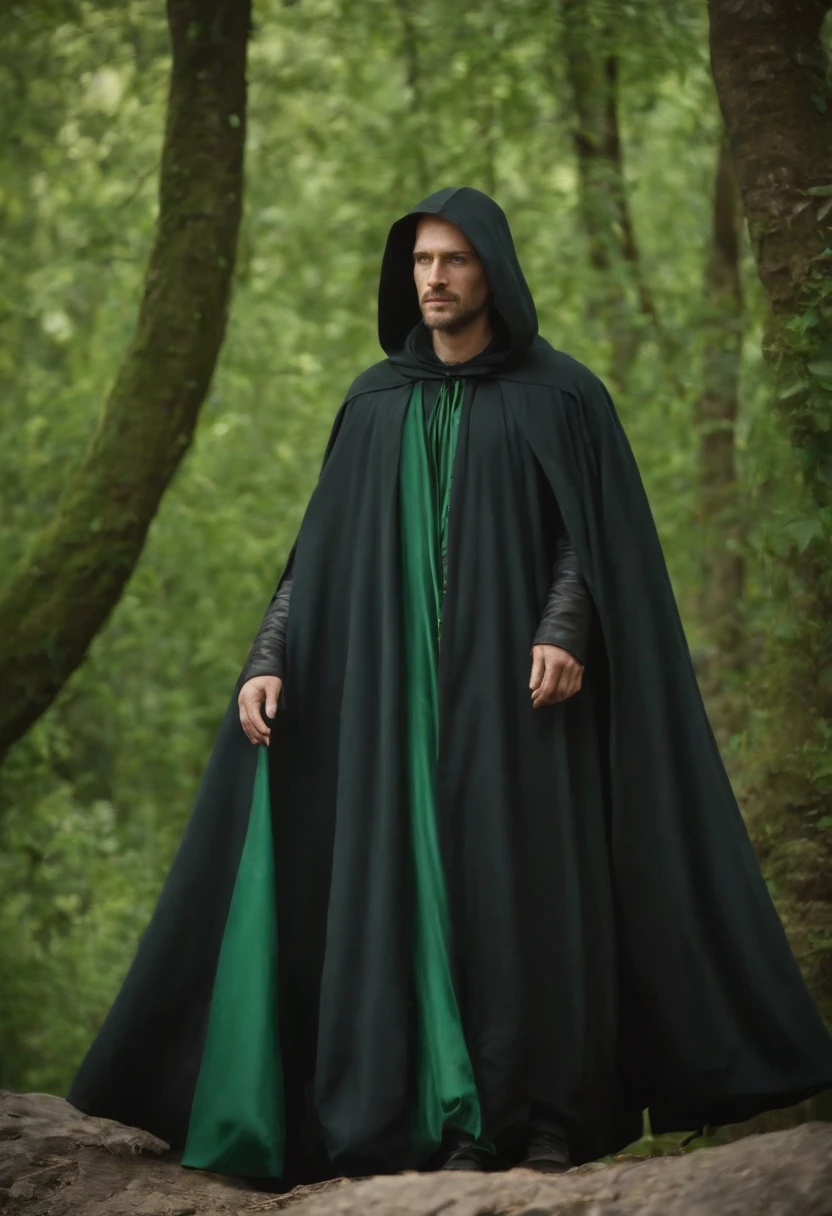 The lord of the world in a black cloak on a green snake