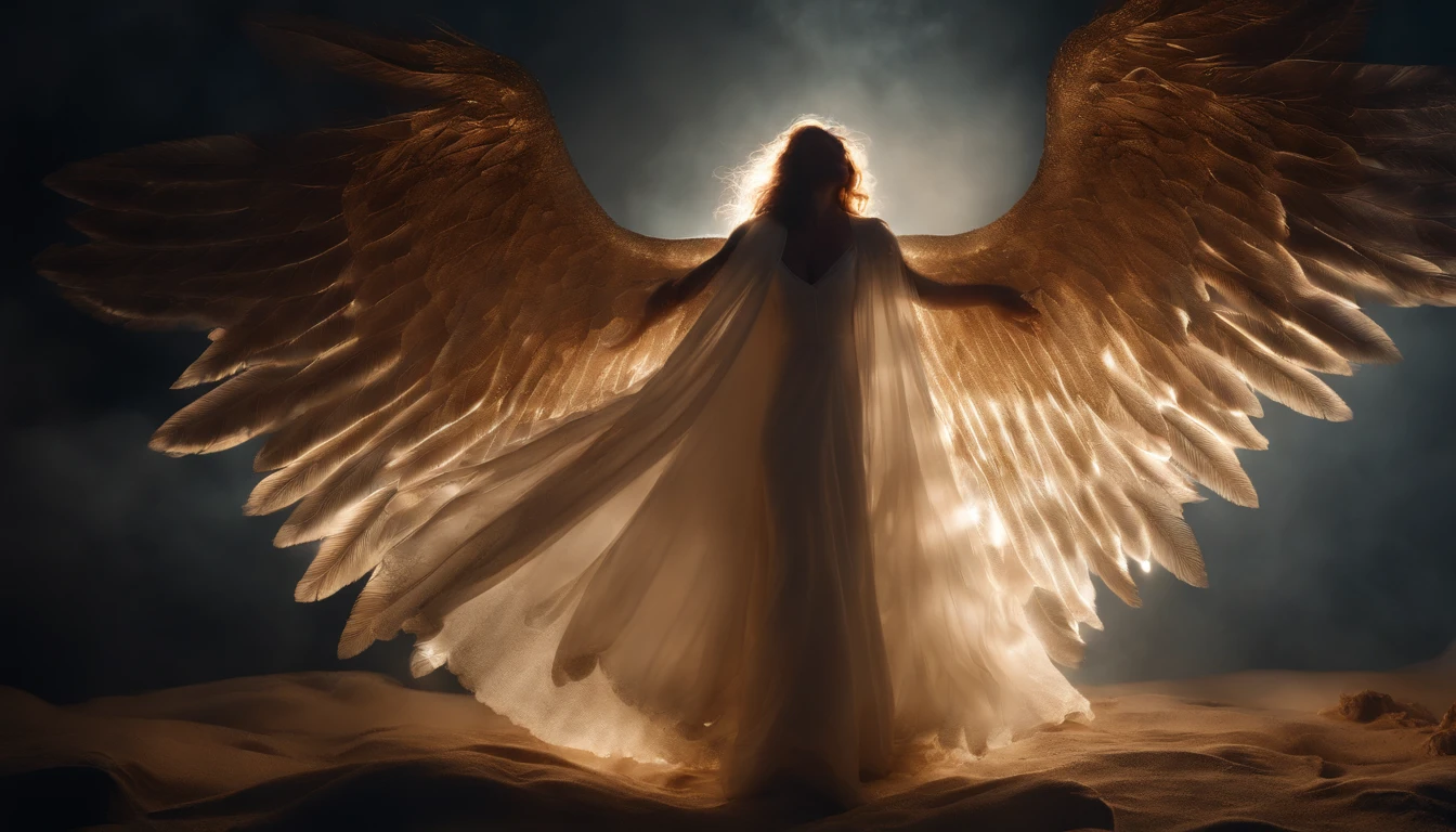 cosmic fallen angel, olhos claros brilhantes, Biomechanicals, estranho, assustador, Pesadelo, cores muito brilhantes, light particles, com luz brilhante, Mshiff, Arte do papel de parede, Papel de parede UHD