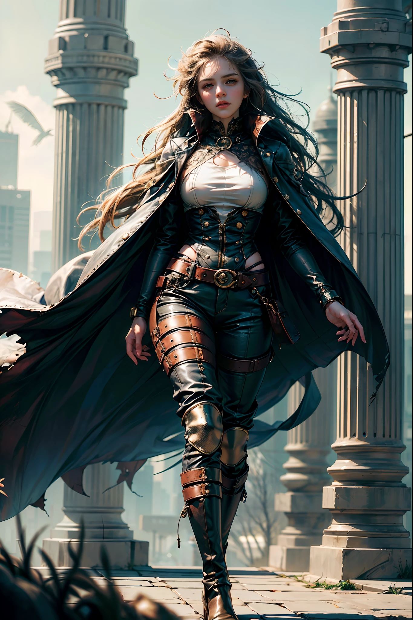 Ultra Resolution, Ultra detail, 8k , HDR, Ultra sharp,((top-quality)), ((masterpiece)), ((realisitic)), (detailed), Reflective,een Emma Watson,steampunk girl,looking back at the camera,leather shorts,slender and graceful frame,inside pirate ship,helmet with goggles,(best quality,4k,8k,highres,masterpiece:1.2),ultra-detailed,(realistic,photorealistic,photo-realistic:1.37),hdr,UHD,studio lighting,ultra-fine painting,sharp focus,physically-based rendering,extreme detail description,professional,vivid colors,bokeh,portraits,landscape,horror,anime,sci-fi,photography,concept artists,vivid colors,bokeh,sepia tone,warm lighting,Full Body, steampunk fantasy style, steampunk girl, steampunk inventor girl, sci-fi steampunk, dieselpunk art style, steampunk pin-up girl, digital steampunk art, steam punk style, steam-punk, young girl in steampunk clothes, steampunk digital art, high quality steampunk art, steampunk