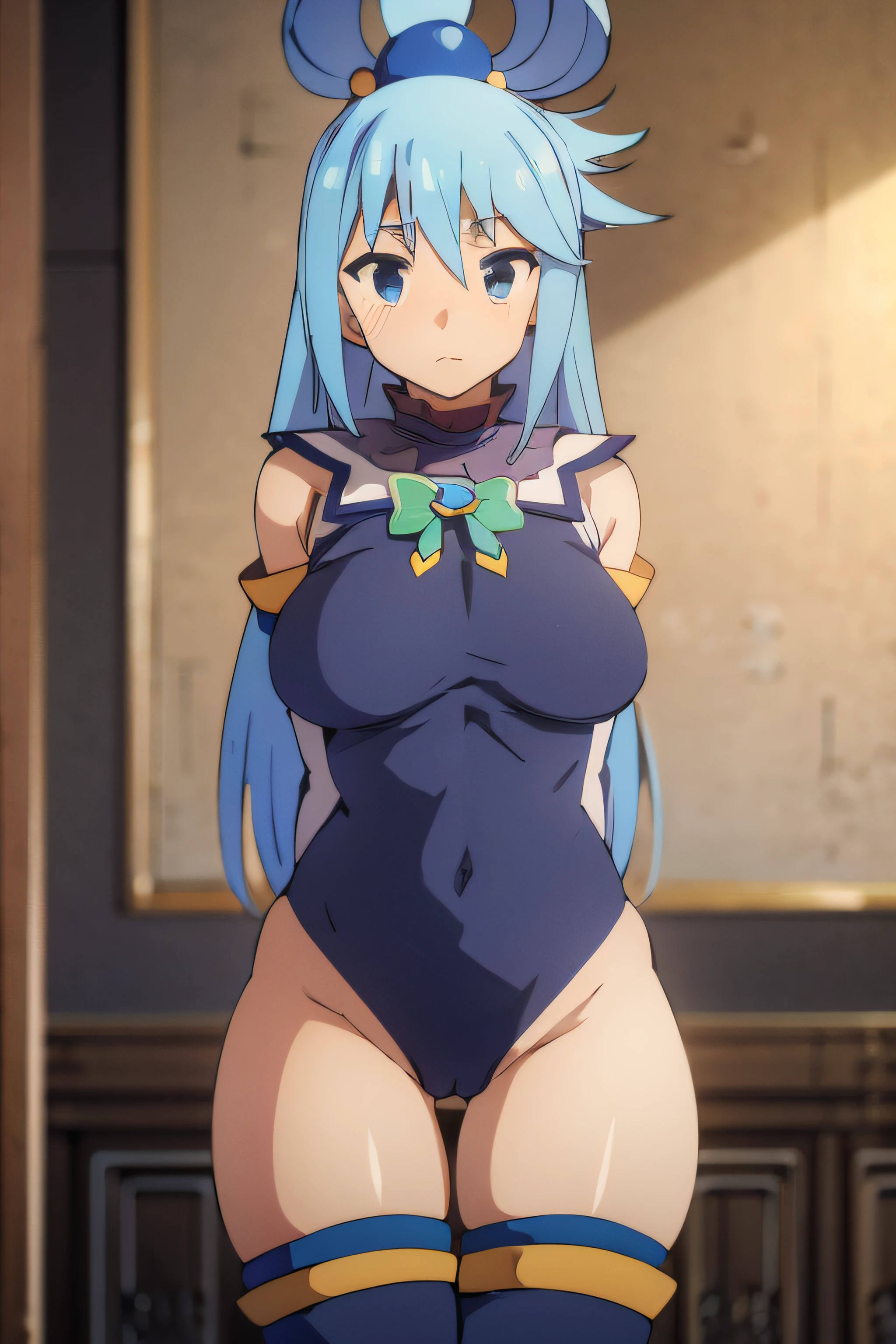 (masterpiece), best quality, expressive eyes, perfect face, Aqua, fear, sexy body, tight clothes