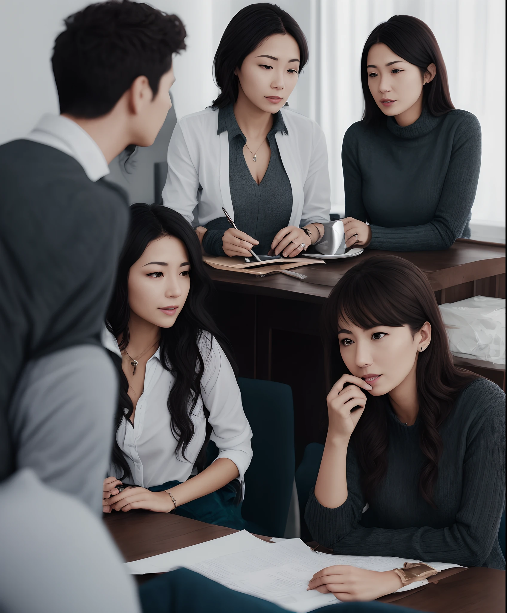 A woman asking advice from relatives