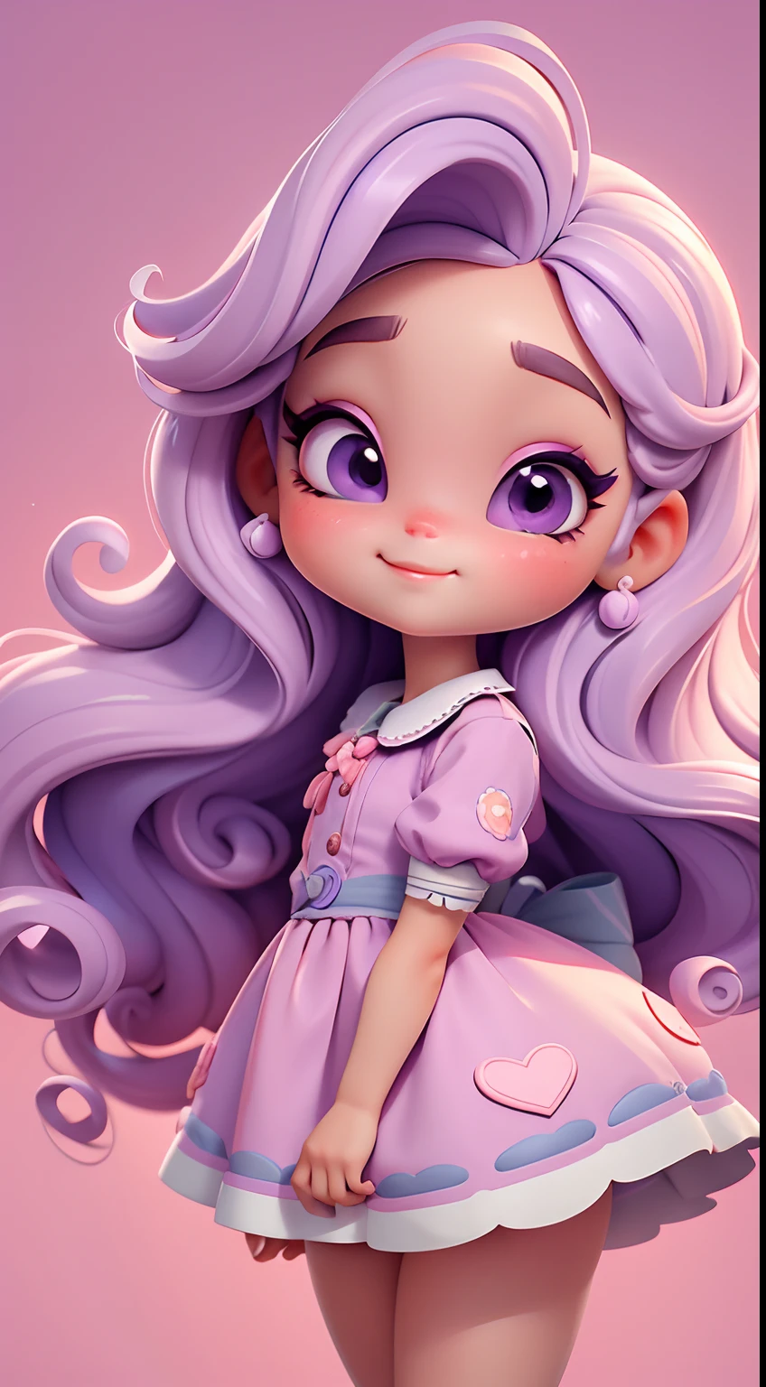 Create a series of cute chibi style dolls with a cute candyland chef theme, each with lots of detail and in an 8K resolution. All dolls should follow the same candyland candy wallpaper pattern and be complete in the image, mostrando o (corpo inteiro, incluindo as pernas: 1.5)
Boneca candyland f: Chame-a de Marina. She must have small hair in pastel lilac hue. Seus olhos devem ser grandes e expressivos, with long eyelashes and rosy cheeks. Sorriso delicado e branco. Sophie deve estar vestida com uma roupa colorida, pastel hues, lilac and purple tones and sweet details;. She should hold a candy in her hands. Certifique-se de adicionar detalhes nas roupas, such as buttons and pockets, sapato bonito
Certifique-se de adicionar sombras, texturas e detalhes nos cabelos, roupas, doces e chocolate em barra, to make them even more adorable and charming.