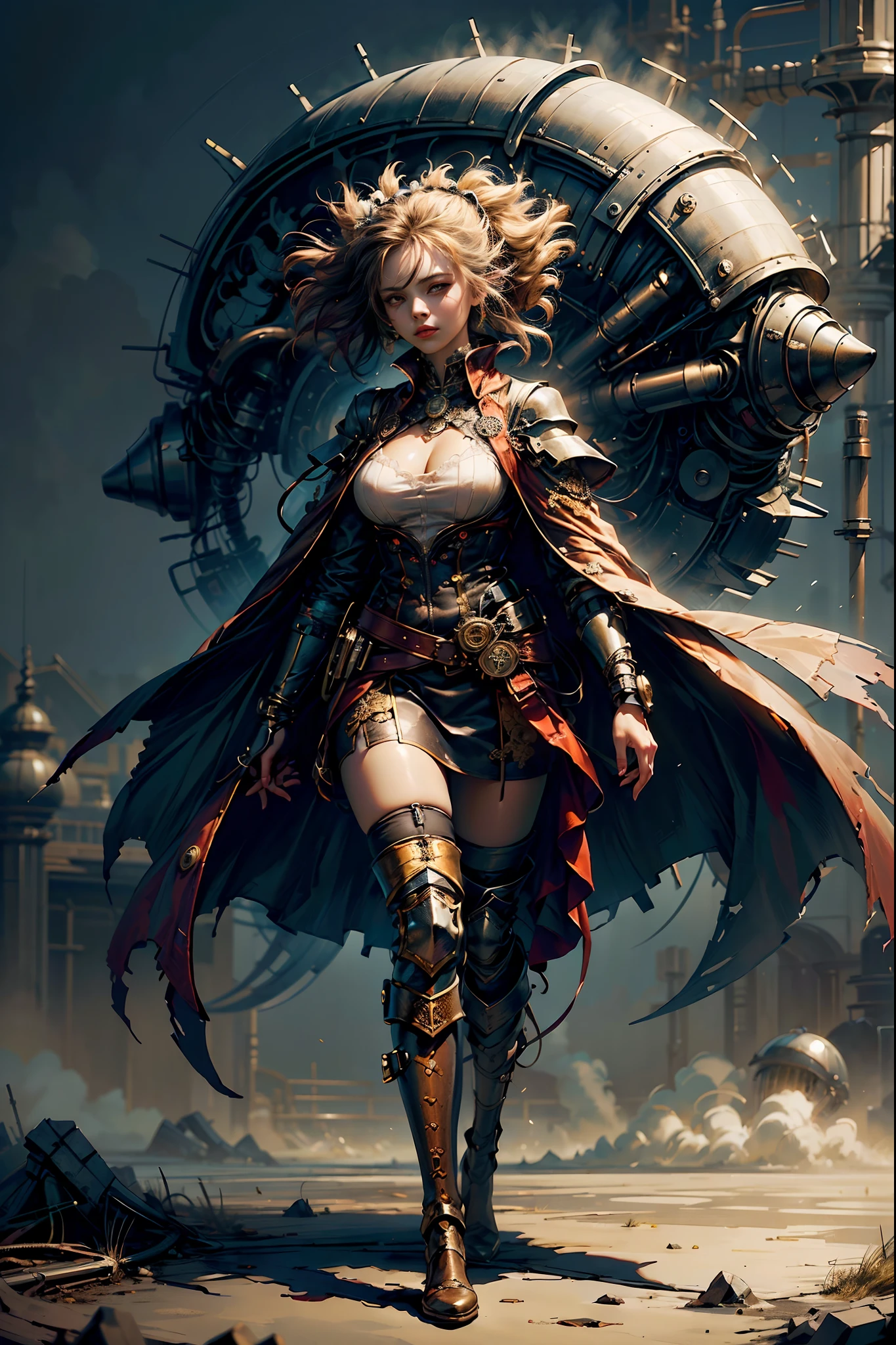Ultra Resolution, Ultra detail, 8k , HDR, Ultra sharp,((top-quality)), ((masterpiece)), ((realisitic)), (detailed), Reflective,there is a woman in a steam punk outfit posing for a picture,Full Body, steampunk fantasy style, steampunk girl, steampunk inventor girl, sci-fi steampunk, dieselpunk art style, steampunk pin-up girl, digital steampunk art, steam punk style, steam-punk, young girl in steampunk clothes, steampunk digital art, high quality steampunk art, steampunk