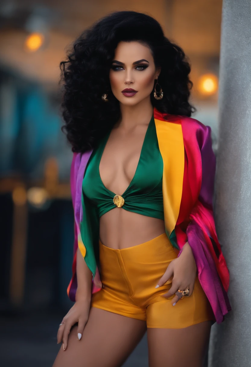 jade west with short, black hair dressed in acubi fashion