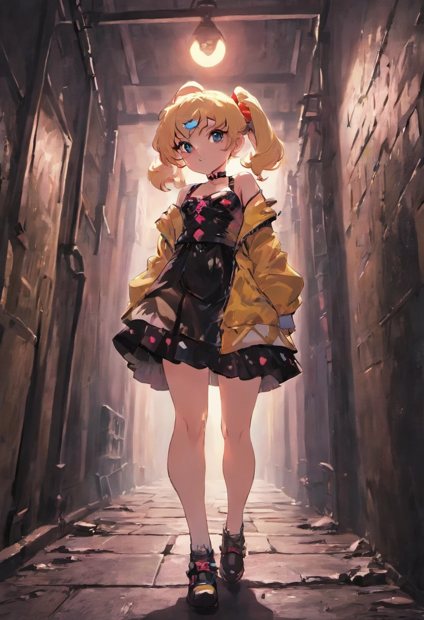 punk-rocker princess peach in a dark alley