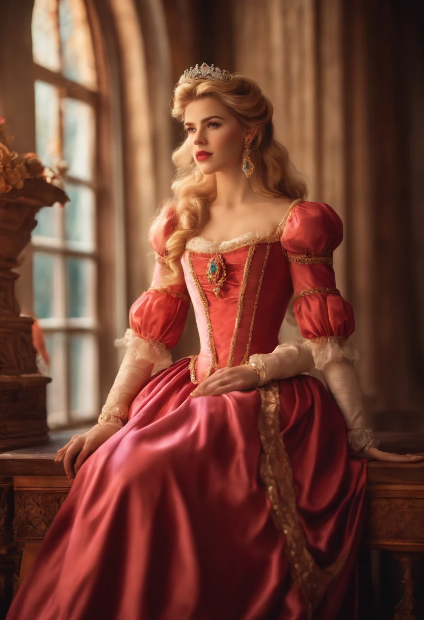 princess peach portrait in the renaissance style with hair and clothes appropriate to that era
