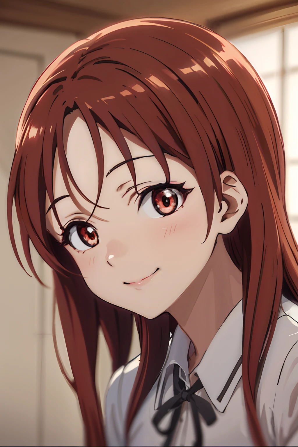 (highres, best quality:1.2), 1girl, radiance, soft contours, beautiful drawing, upper body, concept art, eyelashes, kyoani hyouka style, detailed background, bright colors,
minna-dietlinde wilcke, smile,
close-up, looking at viewer,
indoors, summer dress
