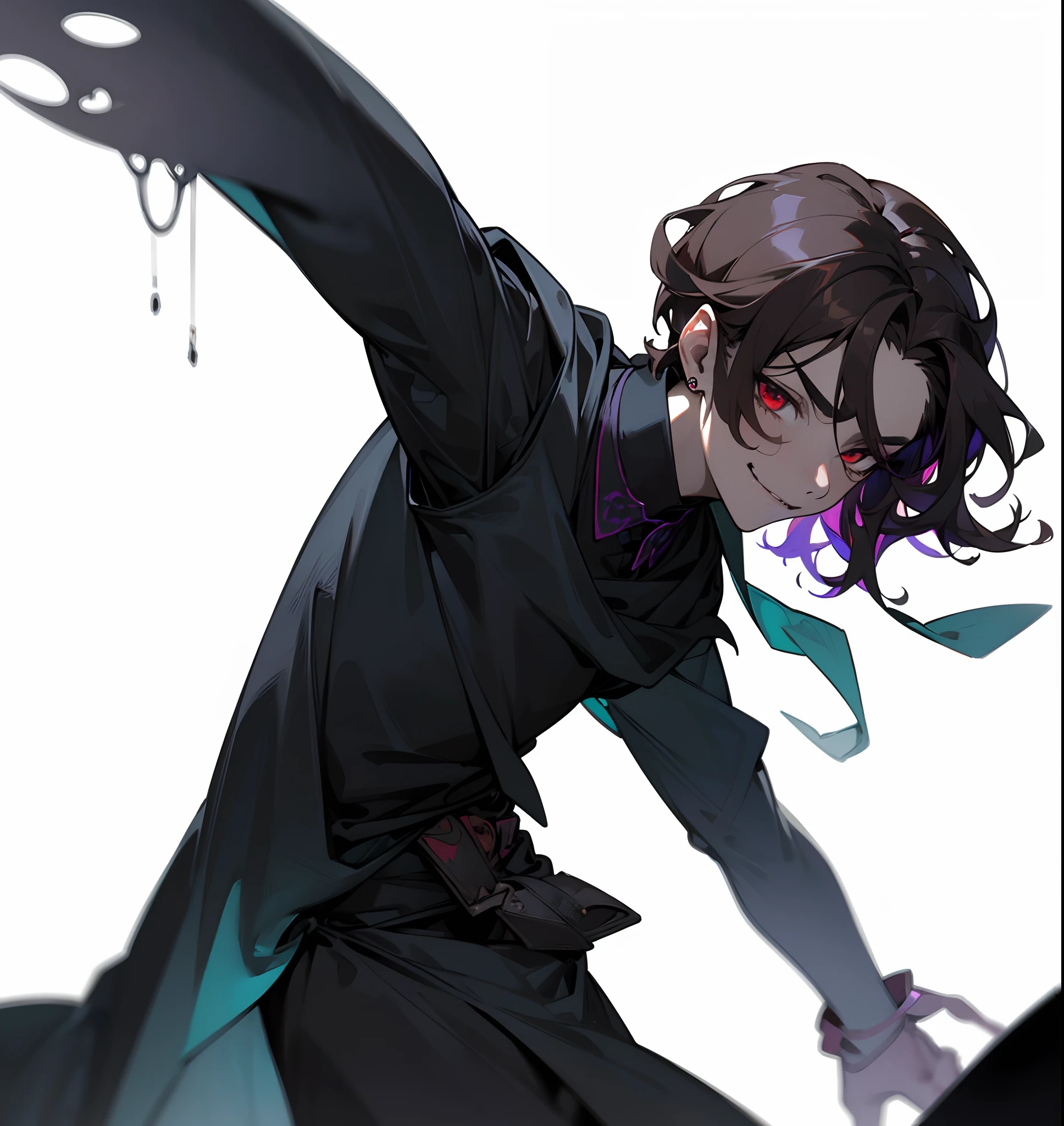 Dark_Persona, {An extremely handsome boy}, 8K wallpaper, {{{Masterpiece}}}，Exquisite facial features，(((best qualityer))), ((Ultra-detailed)), ((illustration))，((Dark purple tights:1.4)),Bare lower body，Masturbation，((Tentacle sex:1.5)),Black eyes，((Shut your mouth:1.5)),the hair，((Deep purple cardigan:1.2)),cum on bodyl,how to，The erection，Play with your ，Purple tentacles，fond violet，Oral sex，Squeeze sperm，Orgasmic face，Desire face，Loving pupils，mental control，depraved，Shooting in the armpit，cum on facial，cum dripping，Red tongue，lanky，((sleeveless tops))，((of a shirtless))，The erection，cum shots，climaxing，，enjoying， Bulge，drops of sweat，white crotch