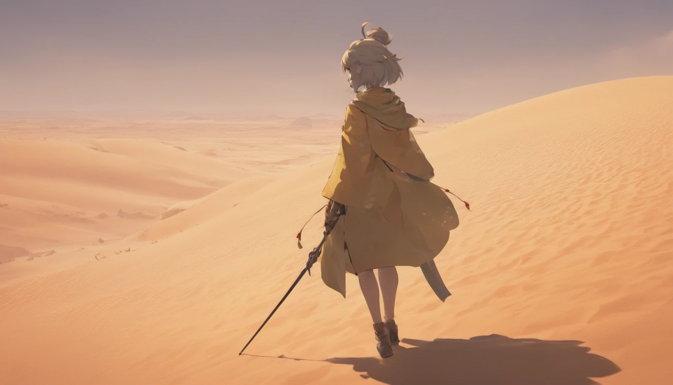 Aerial view of the vast desert sandtops,There is no end in sight、Look down from above、highly detailed back ground,Realistic,ultra - detailed,Super detailed skin,light glow,filmgrain,Expro II,Lens flare,Sharpen,cinematic shadow,No Man,No one appears