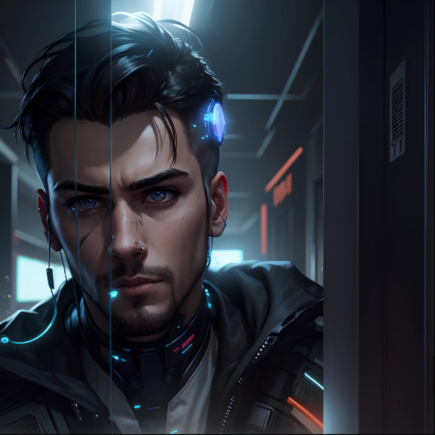 Change background cyberpunk handsome boy, realistic face, 8k ultra realistic