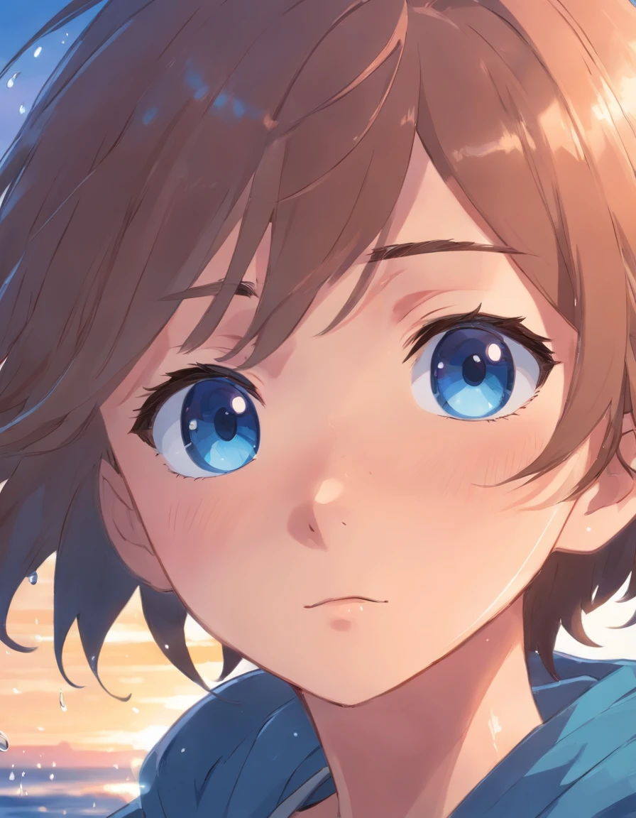 tears from the eyes, close-up, blue eyes