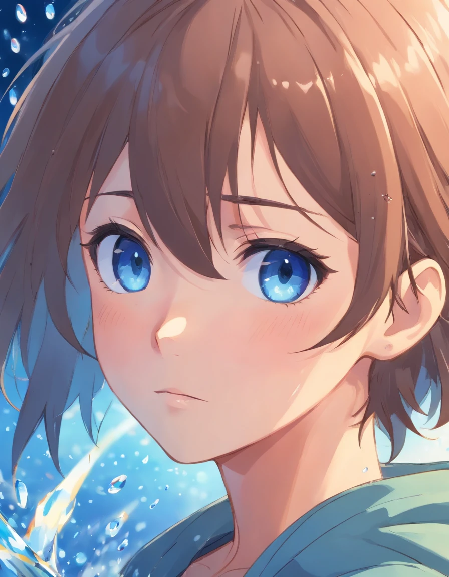 tears from the eyes, close-up, blue eyes