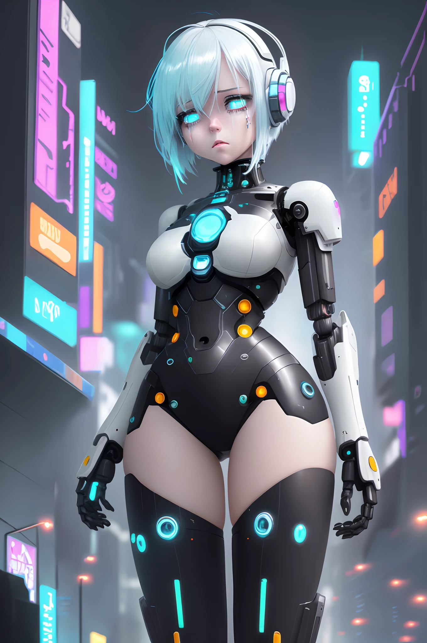 Neon City, Cyberpunk Lots of Details, Future, Bright Lights, Lots of Neat