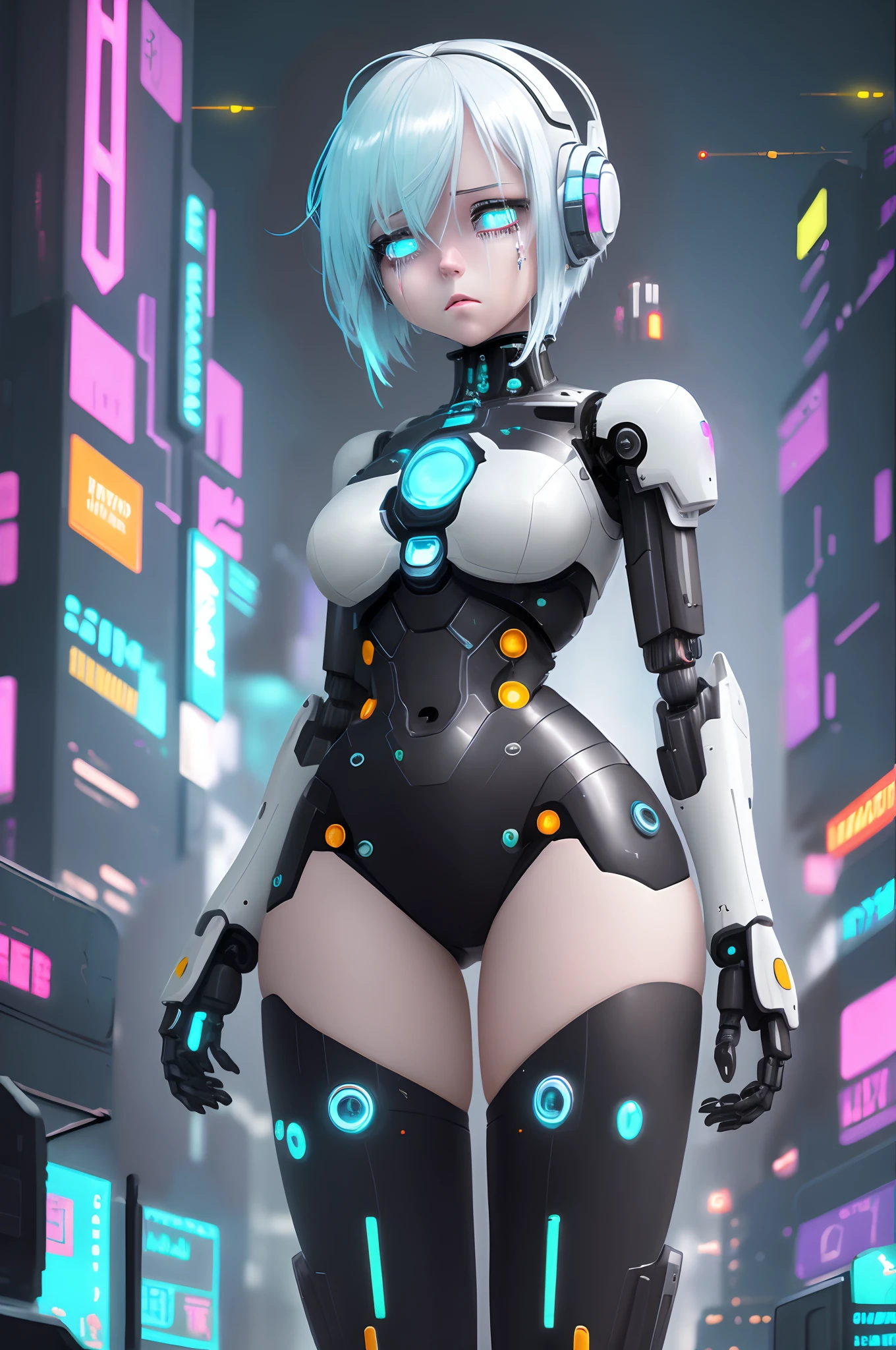 Neon City, Cyberpunk Lots of Details, Future, Bright Lights, Lots of Neat