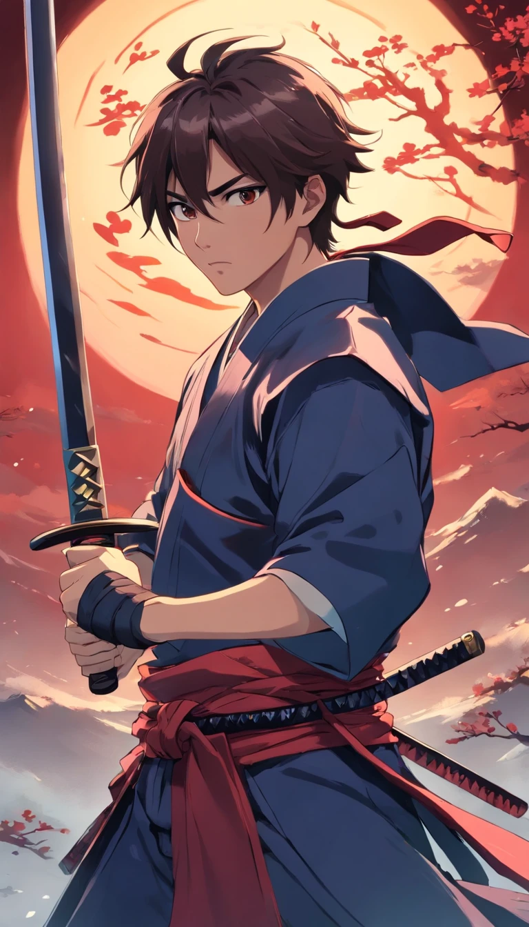 "Felipe Eyng as a bloodthirsty samurai, adornado con una katana ornamental, con una armadura oscura y una barba rugosa, exudando un aura de oscuridad y misterio."