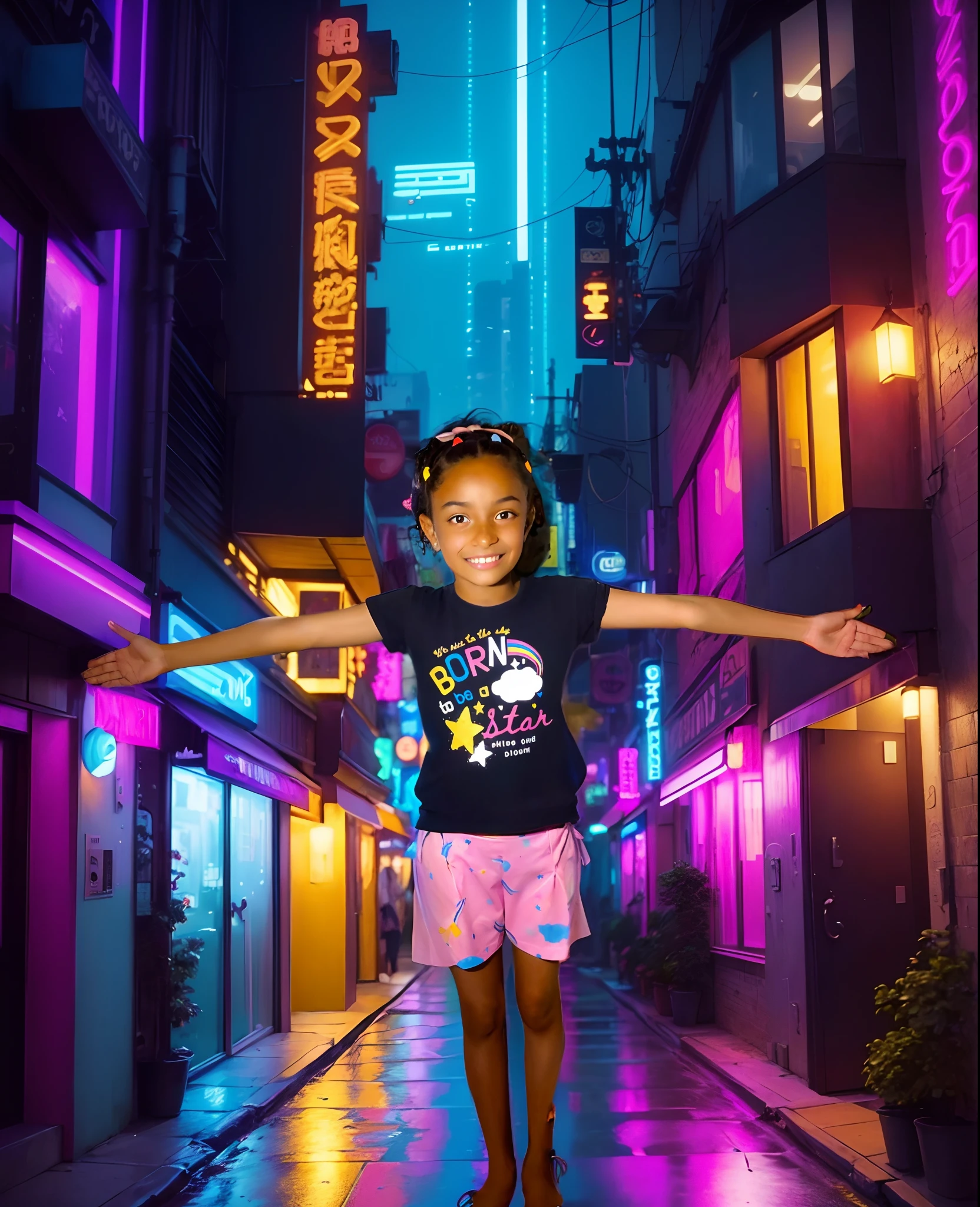 1Girl in, Um cabelo escuro, fora dos ombros, Animated street scene with neon signs and buildings, Hip Hop Lofi, Elogio Artstyle, Arte Lofi, Chillhop, ZERO, fundo do filme anime, Koto no ha no niwa, Fundo do anime, lofi aesthetic, Wit Studio Anime, album art ZERO, Rophy Tecnologia, ZERO vibrations, Lofi Sensation, Lofivibe、((obra prima),(o CG Unity 8K Wallpapers extremamente detalhado)、qualidade superior、、solo、1girl、cinemac lighting、Antecedentes detalhados、belos olhos detalhados、pupilas brilhantes、(extremamente delicado e bonito)、(Beautiful and detailed eyes description)、ultra-detalhada、obra prima、))