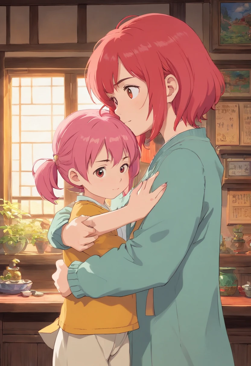 Homem jovem, Young woman with pink hair and woman with red hair together