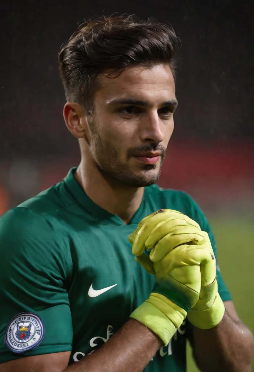 Homem soccer player de Portugal, de dread, Cold glove on Nike hands, in Leicester city