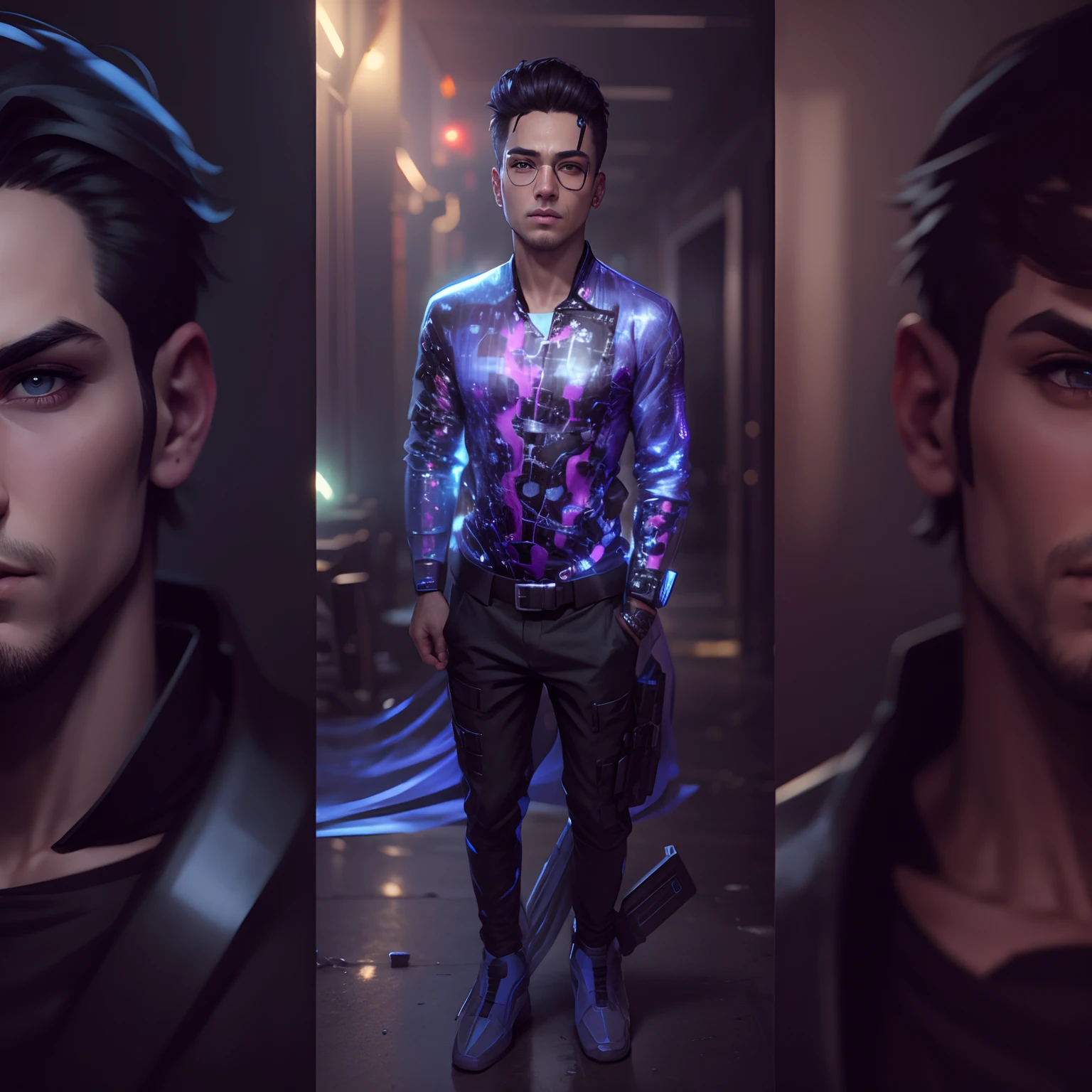 Change background cyberpunk handsome boy, realistic face, 8k ultra realistic