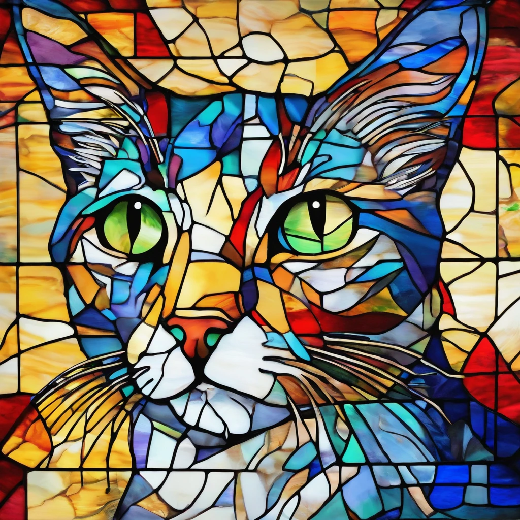 Cat using Rubik's cube, van gogh style, oil painting