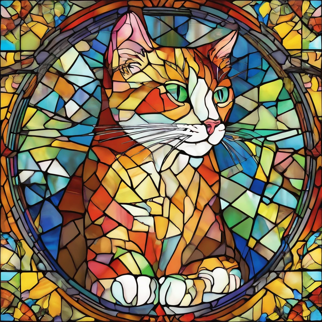 Cat using Rubik's cube, van gogh style, oil painting