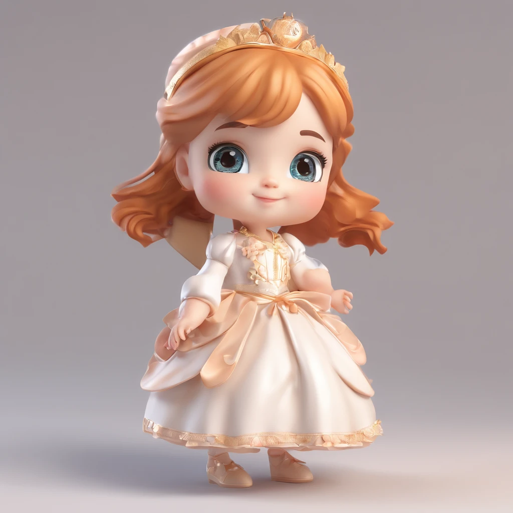 super cute girl IP by pop mart, Bright eyes, cherub,Little white dress, Clay, Models, a blind box toy, Glossy and delicate,Clean background, Good gloss, 3D rendering of,Best quality