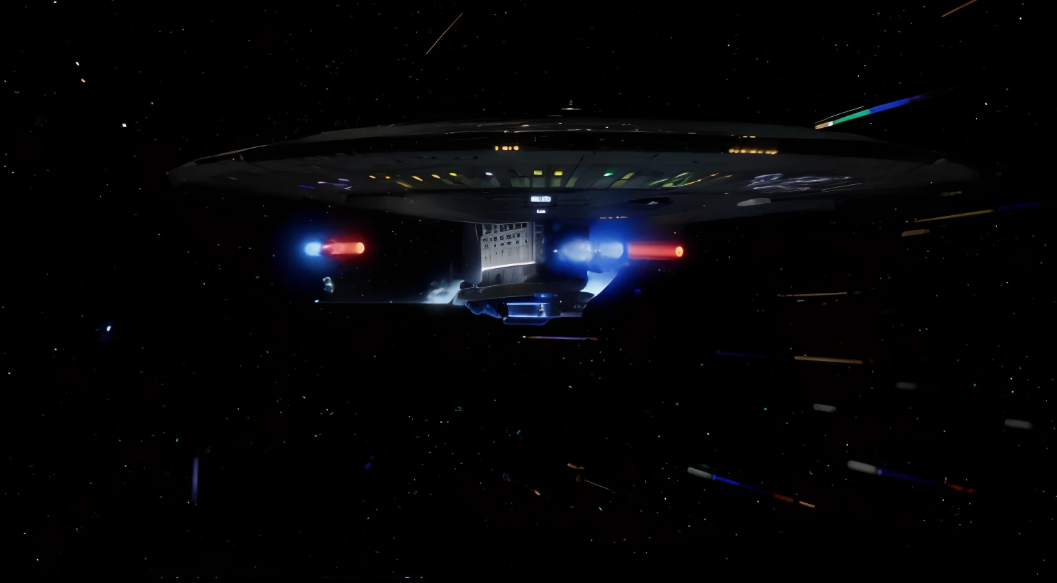 cinemactic, imagem da nave espacial USS Enterprise, fotografia documental, image capturing dynamic and implicit motion, scientific fiction, Hasselblad X1D, estilo William Eggleston, high intensity lighting, Dramatic contrast of light and shadow